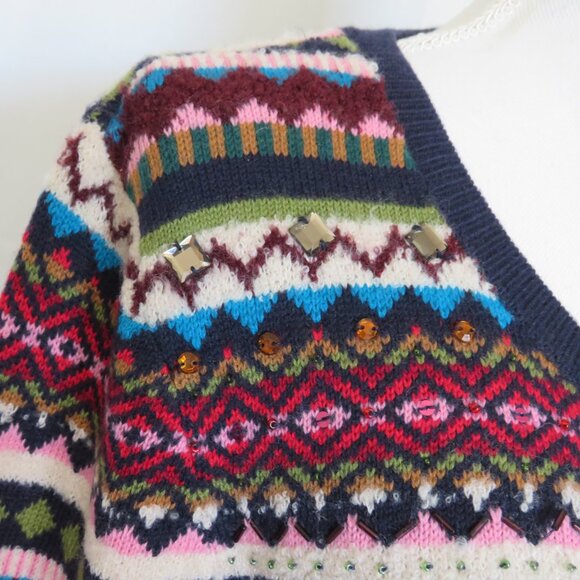 Talbots Striped Embellished Long Sleeves Women’s Sweater XL - Picture 3 of 11